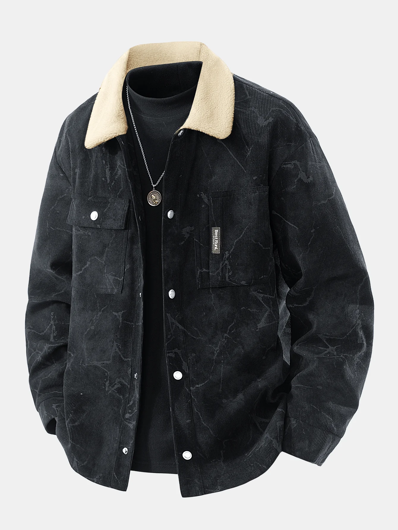 Teddy Lined Star Print Corduroy  Jacket - Image 8