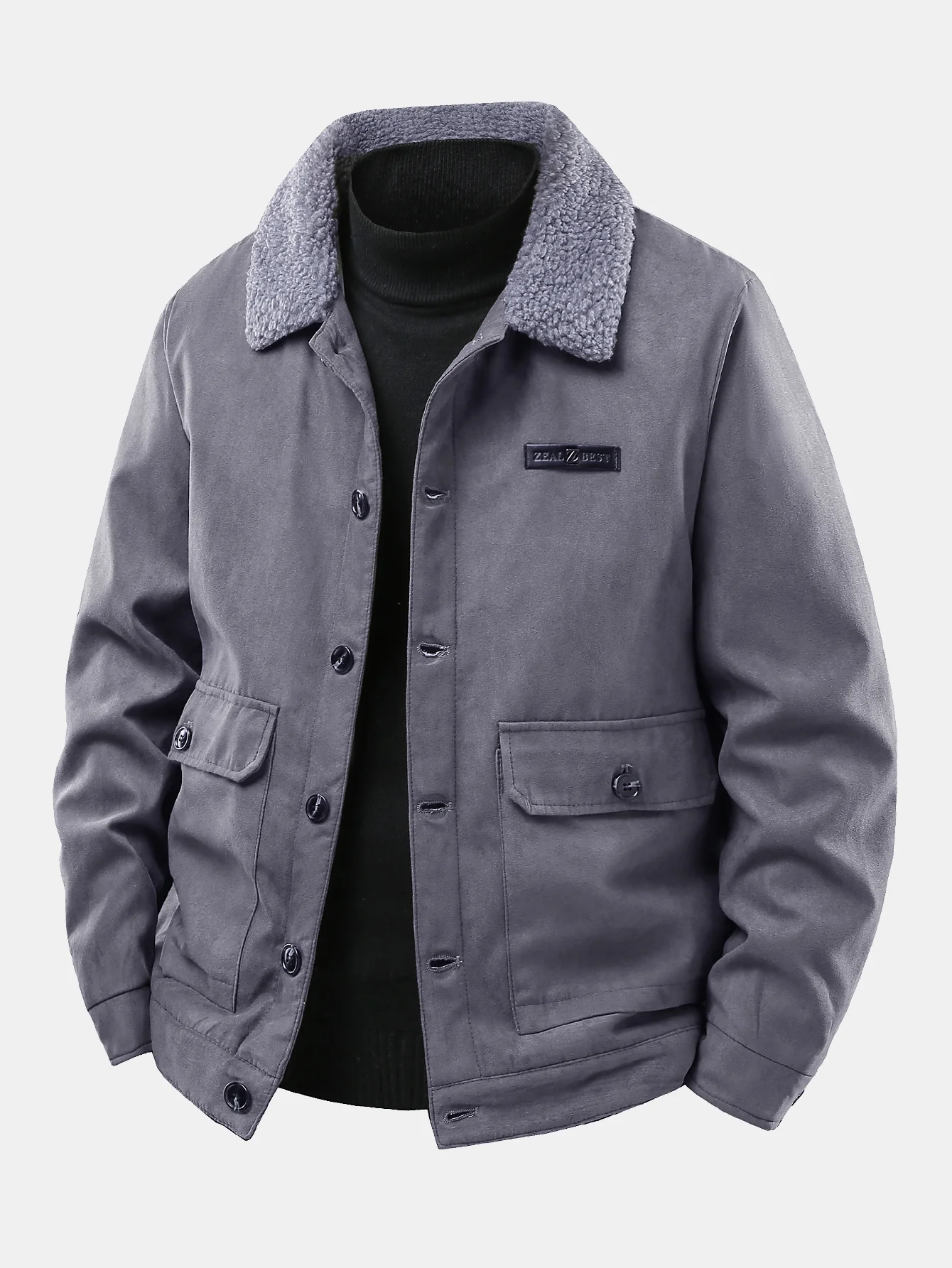 Wildlederjacke mit Teddyfutter und Taschen - Image 3