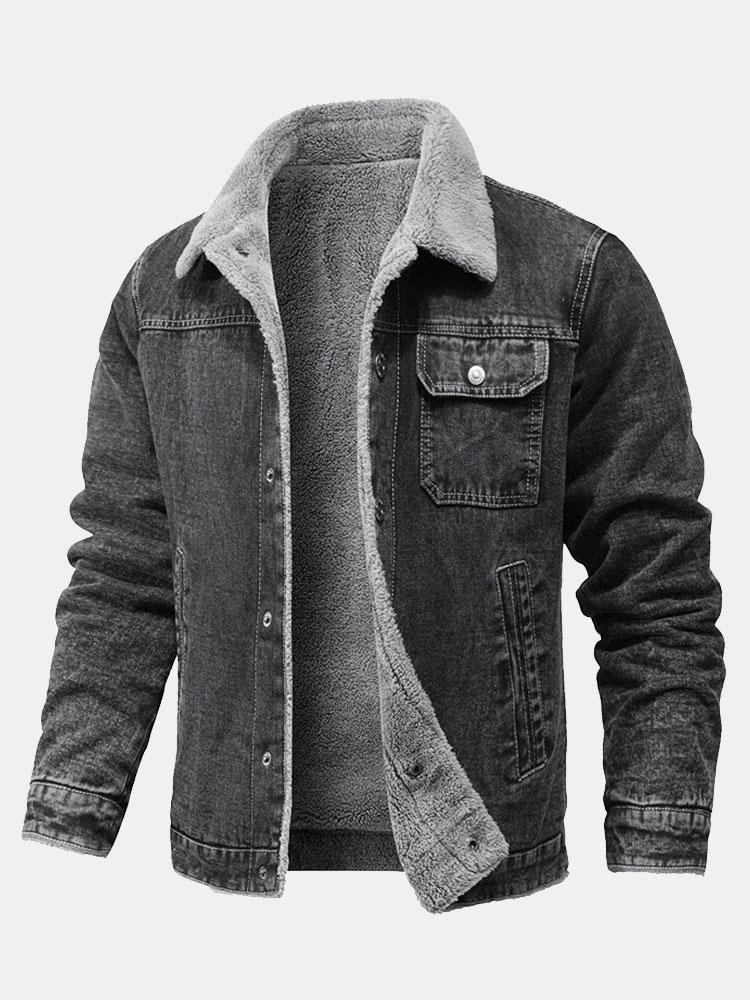 Teddygefütterte gewaschene Jeansjacke