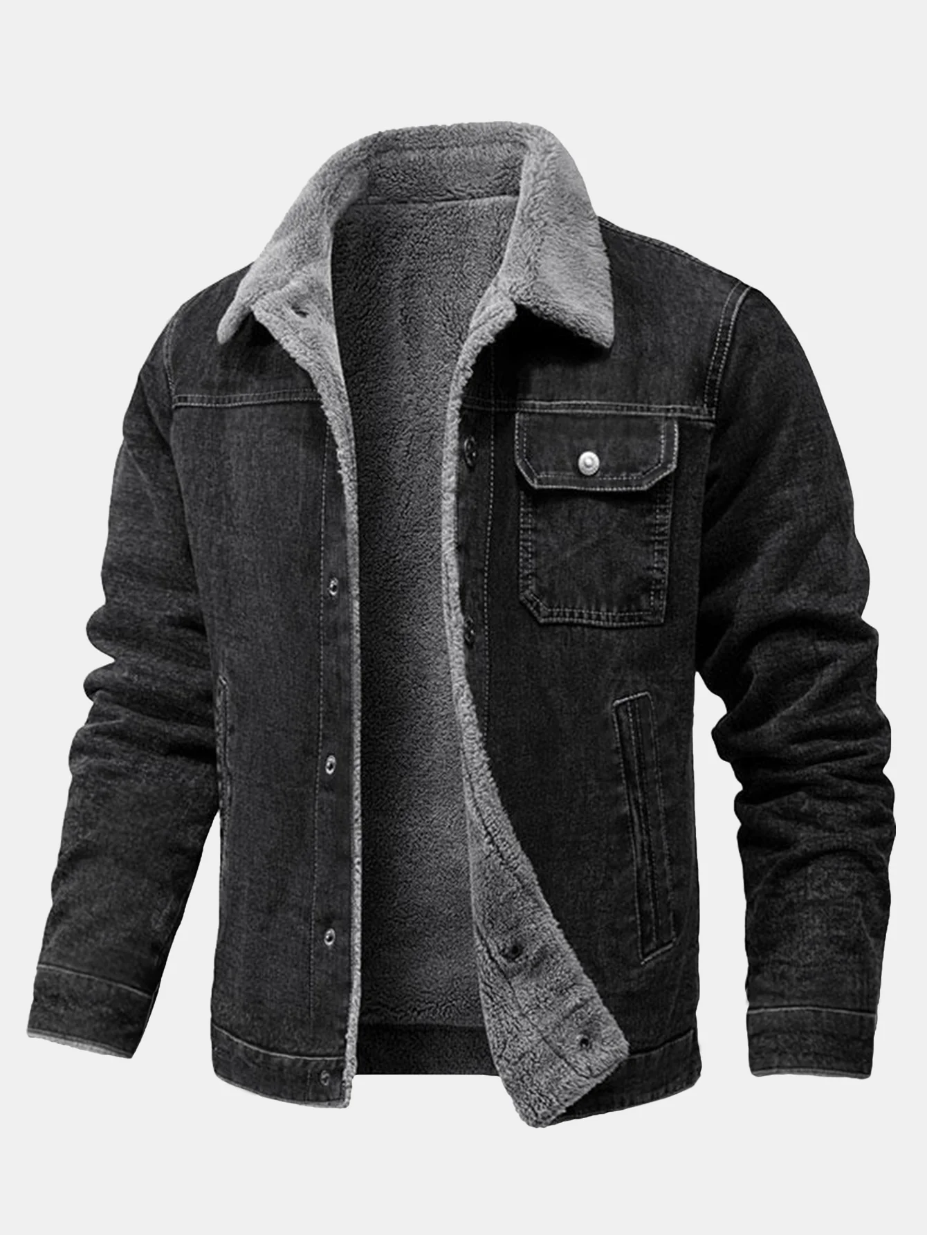 Teddygefütterte gewaschene Jeansjacke - Image 13
