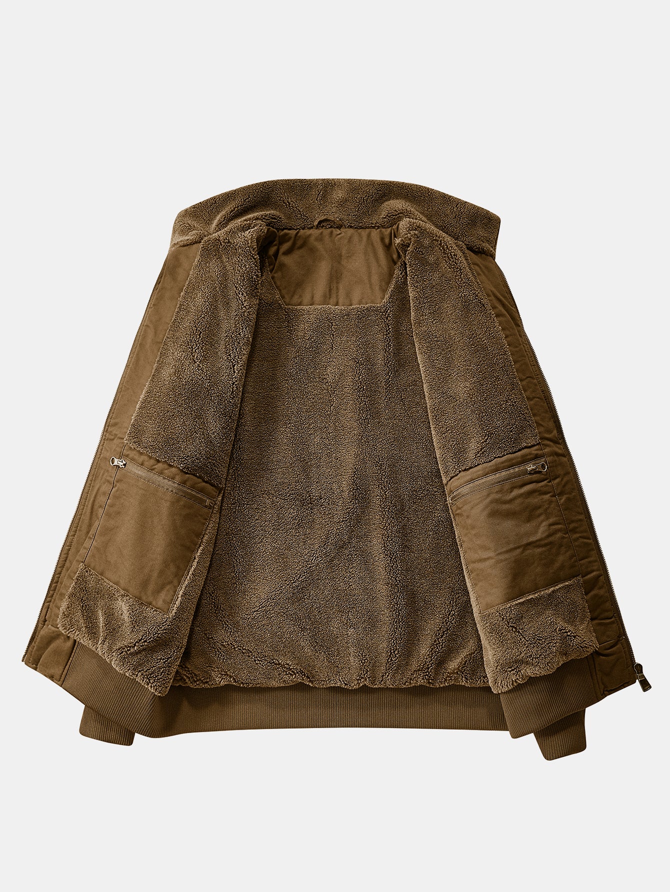 Teddy Lined Zip Up Chino Bomber Jacket - Image 12