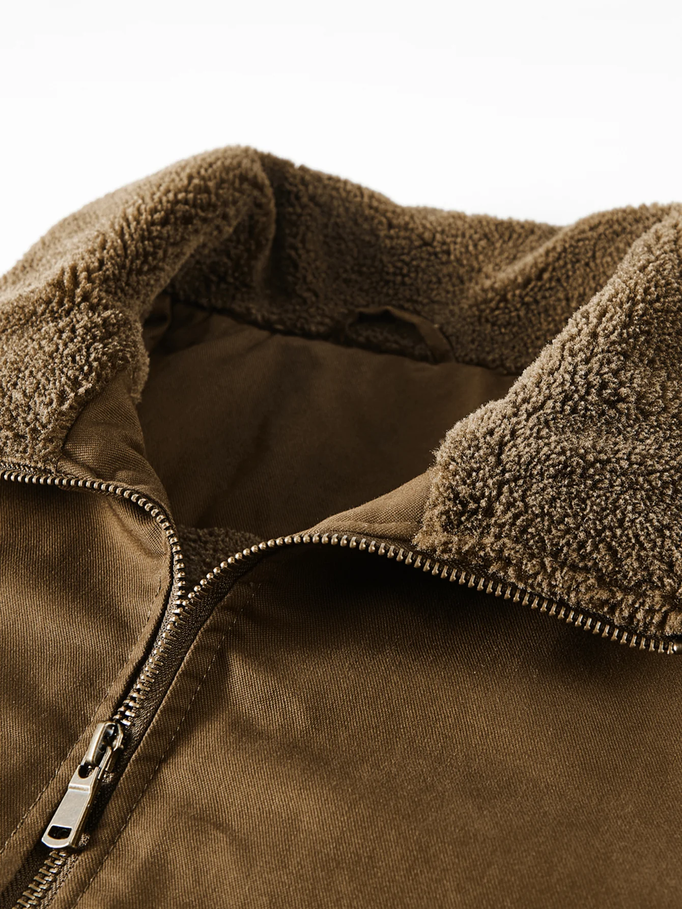 Teddy Lined Zip Up Chino Bomber Jacket - Image 13