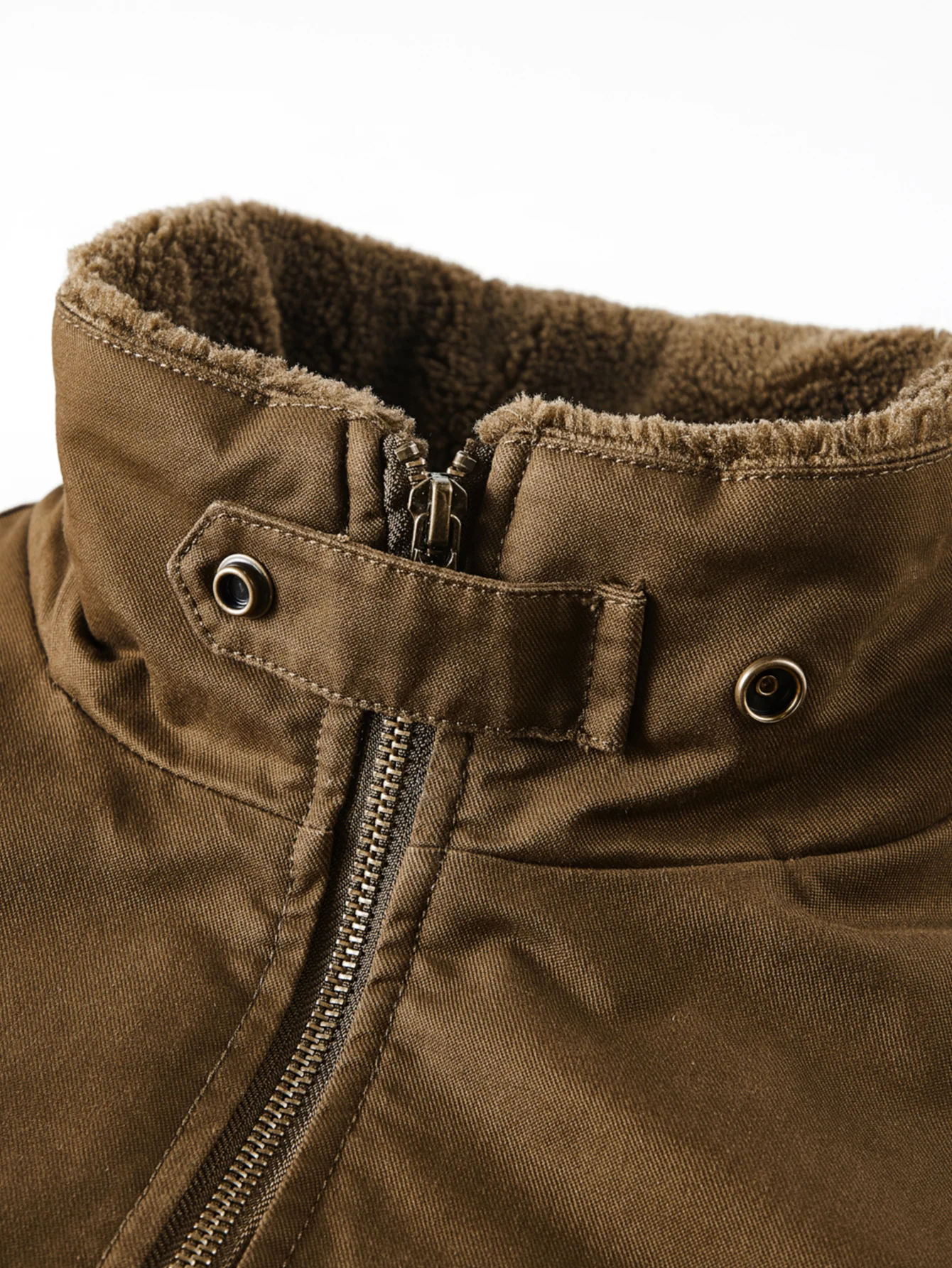 Teddy Lined Zip Up Chino Bomber Jacket - Image 14