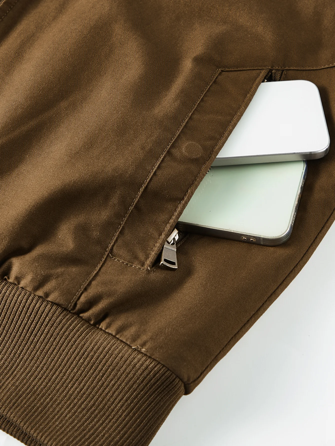 Teddy Lined Zip Up Chino Bomber Jacket - Image 15