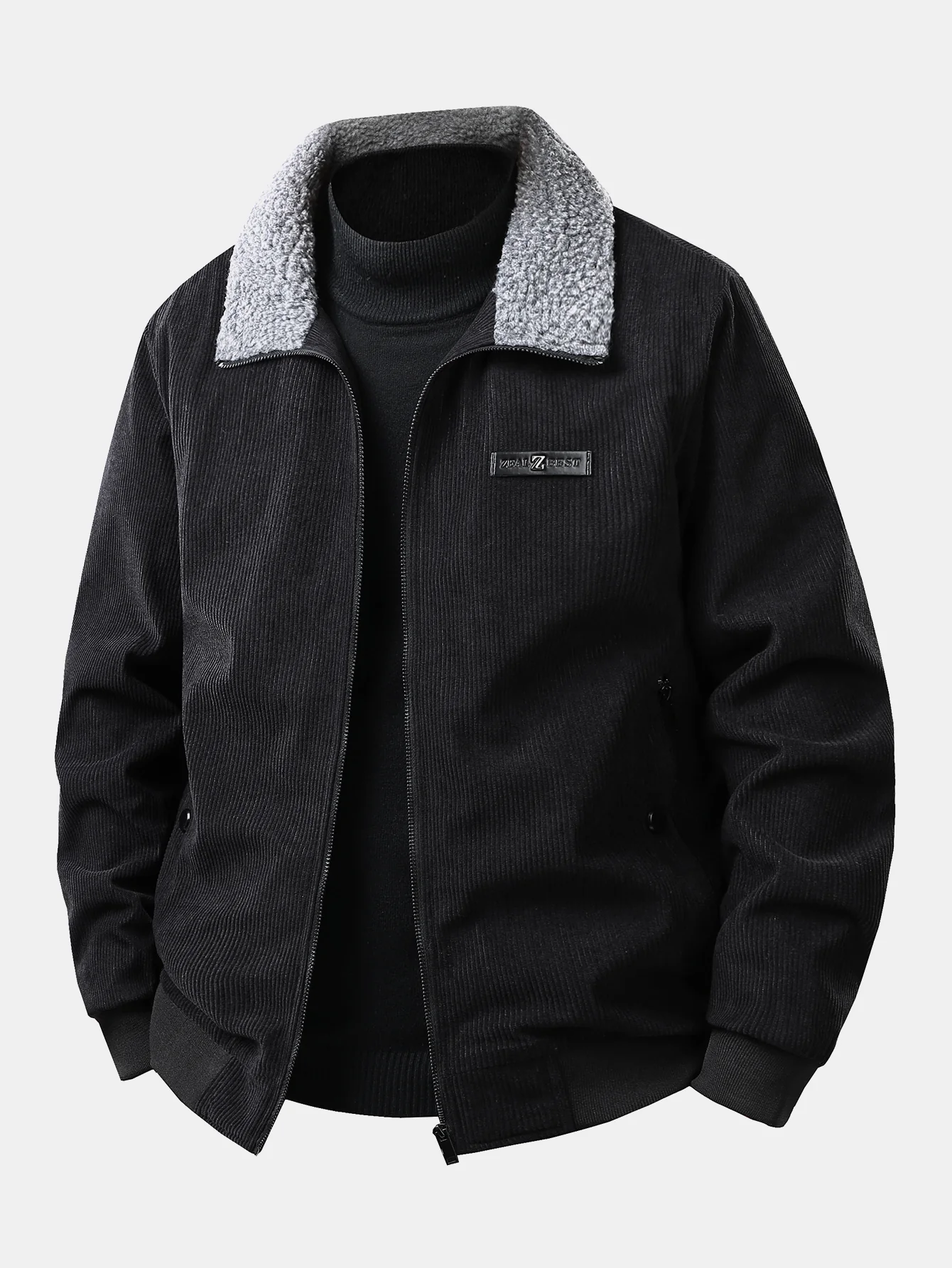 Cordjacke mit Reißverschluss und Teddyfutter - Image 3