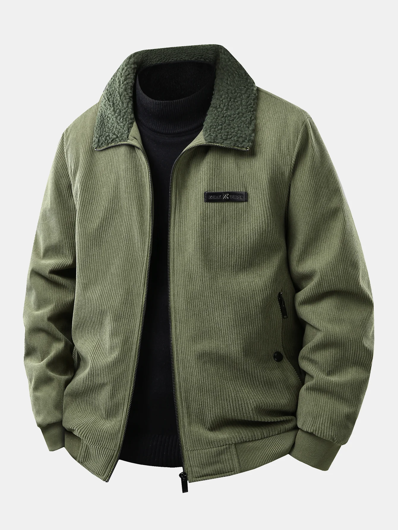 Cordjacke mit Reißverschluss und Teddyfutter - Image 4