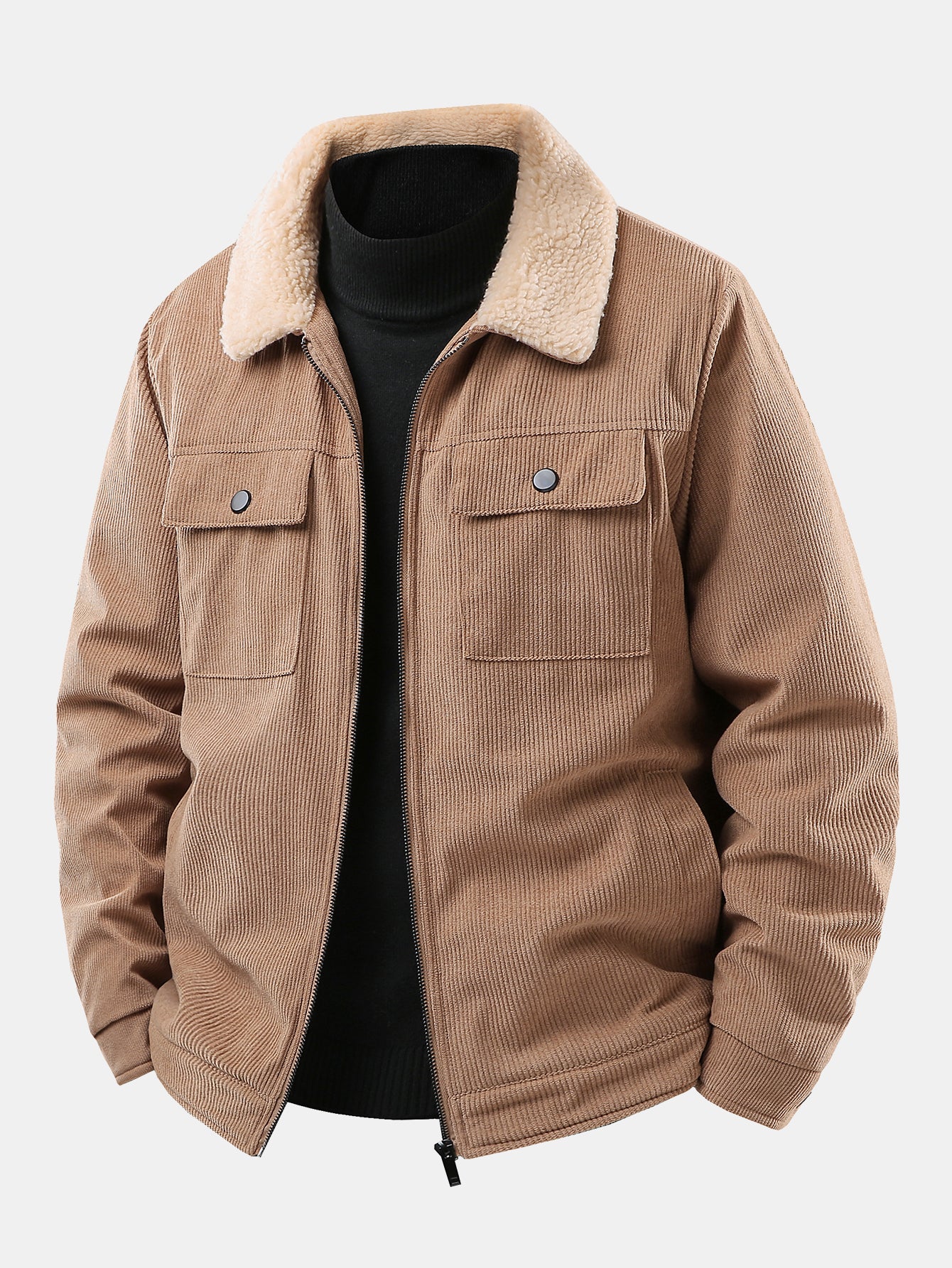 Cordjacke aus Cord mit Reißverschluss, Teddyfutter und Taschen