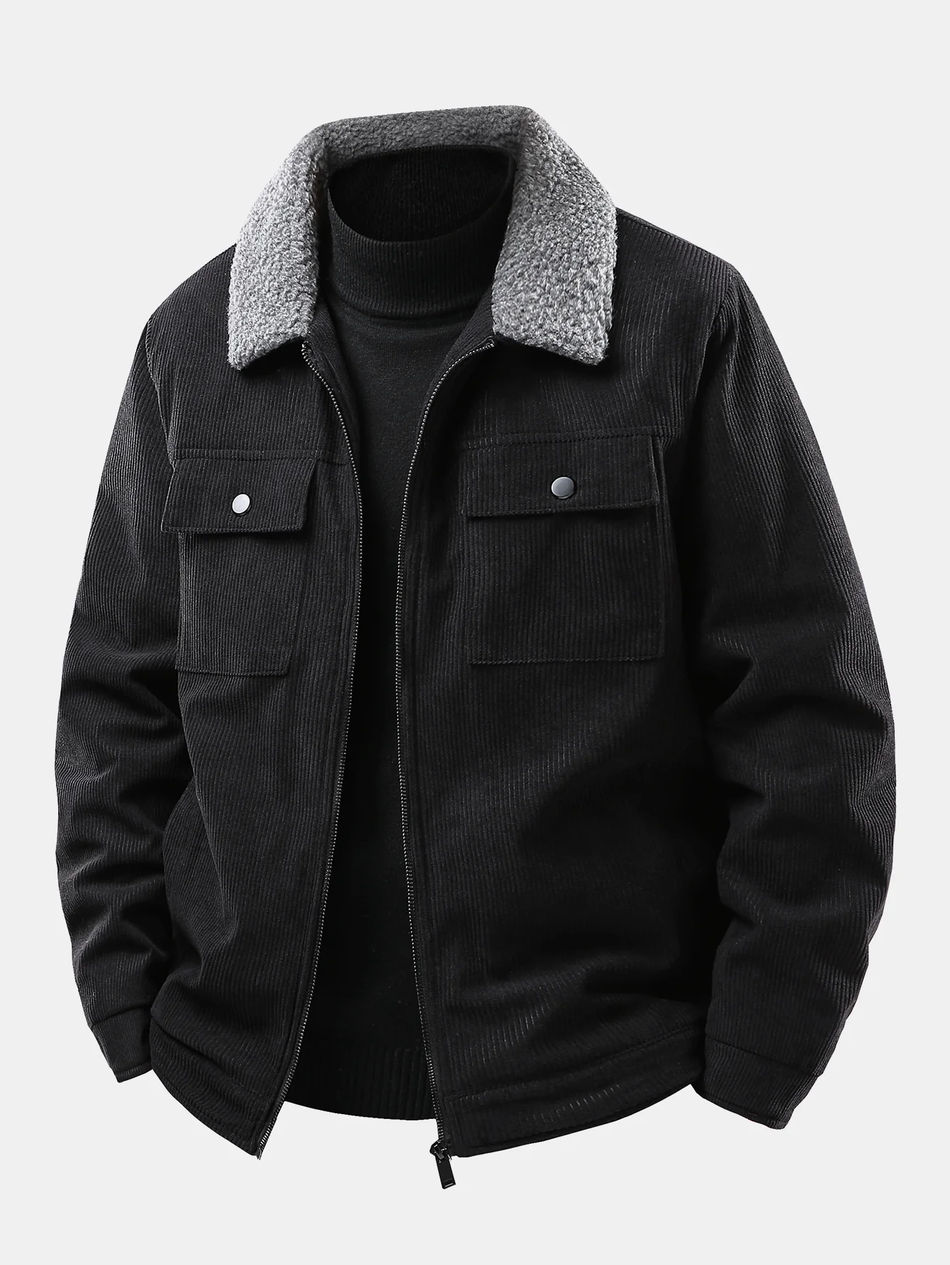 Cordjacke aus Cord mit Reißverschluss, Teddyfutter und Taschen - Image 2