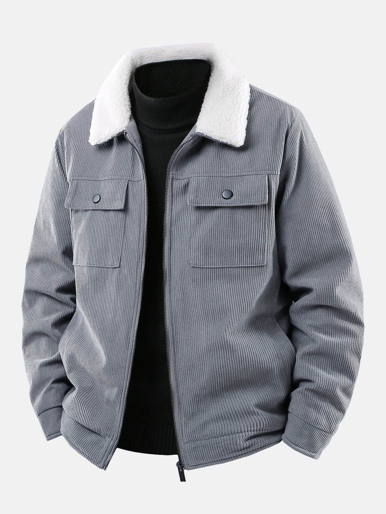 Cordjacke aus Cord mit Reißverschluss, Teddyfutter und Taschen - Image 3