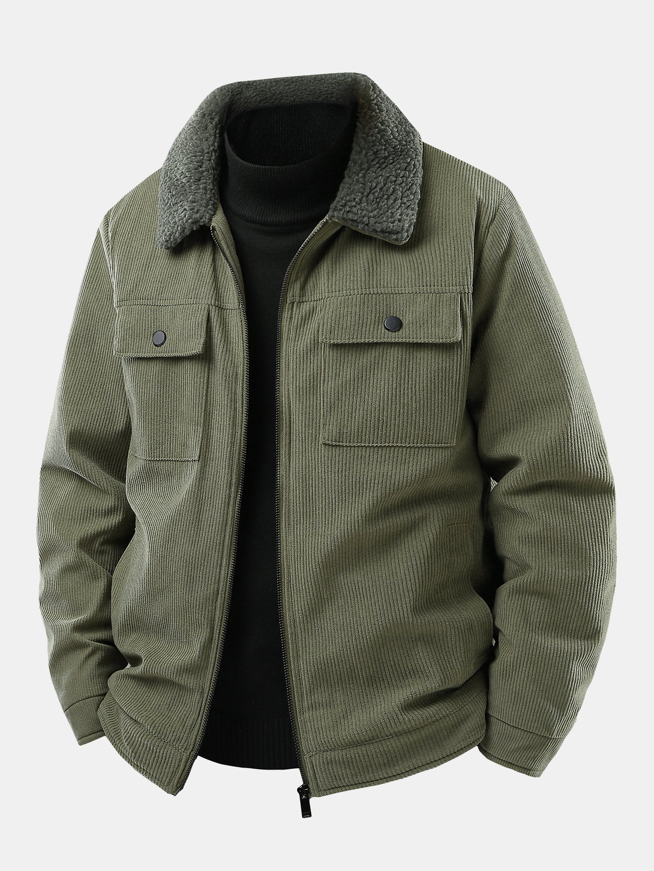 Cordjacke aus Cord mit Reißverschluss, Teddyfutter und Taschen - Image 4