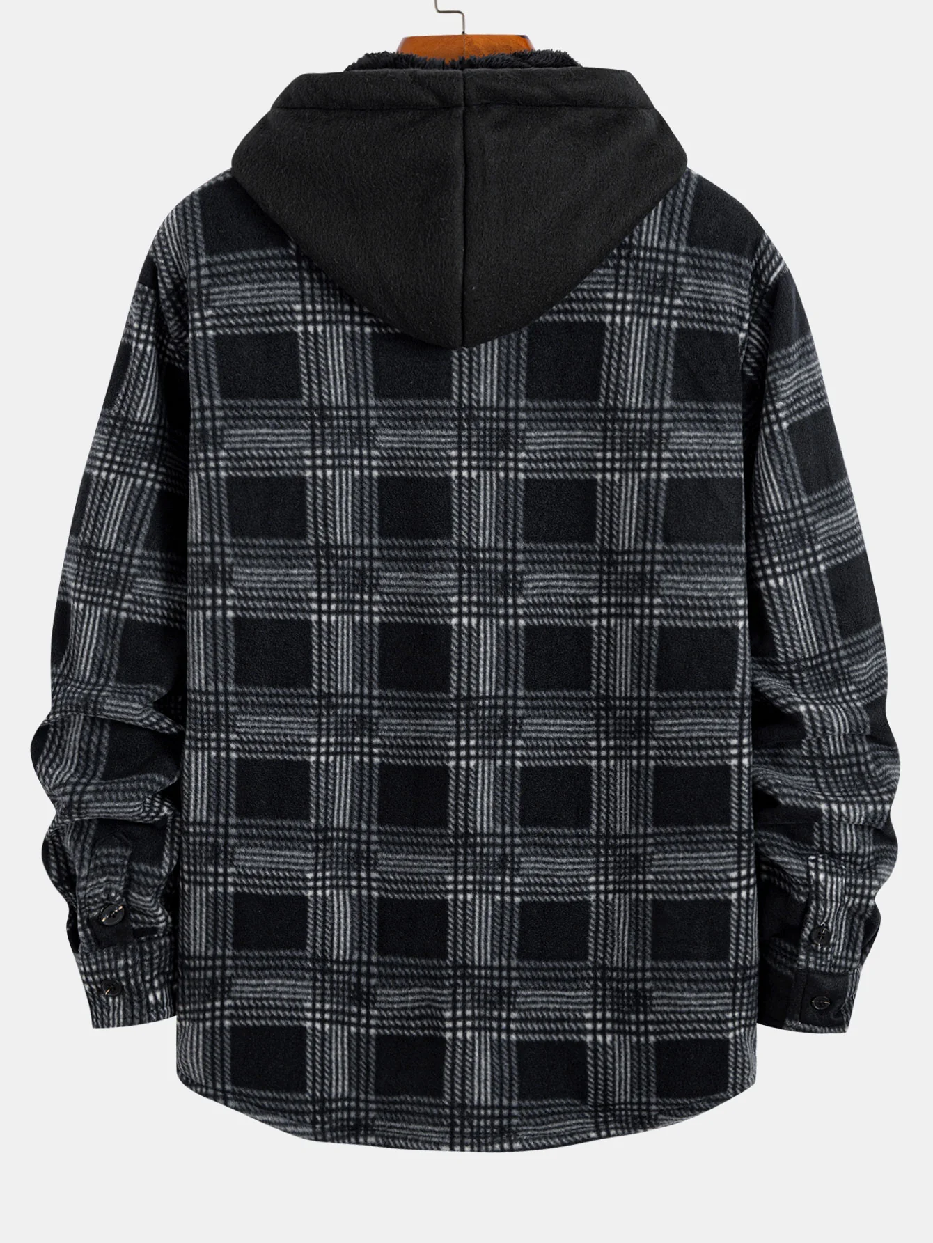 Teddy Lined Zip Up Flannel Plaid Hooded Shirt - Image 2