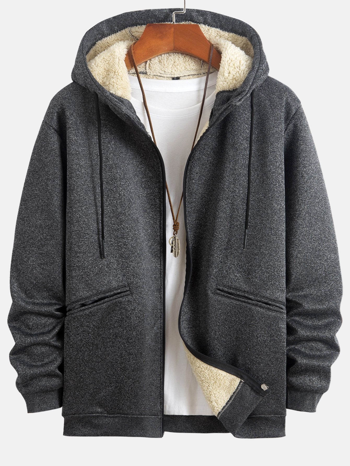 Teddygefütterte Zip-Up Kapuzenjacke - Image 3