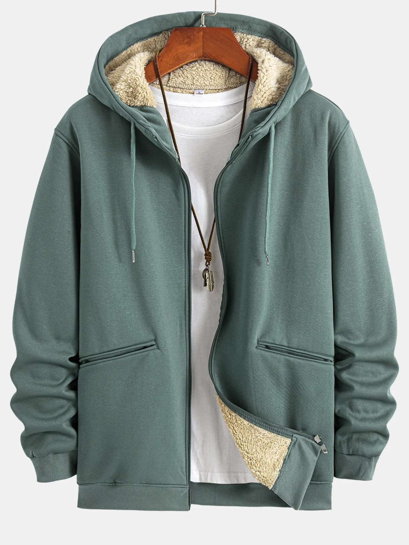 Teddygefütterte Zip-Up Kapuzenjacke - Image 5