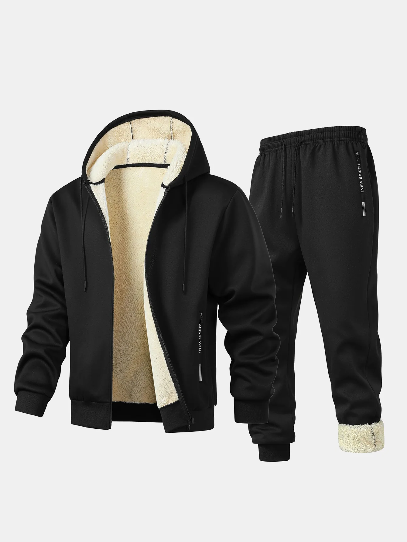 Teddy Lined Zip Up Hoodie & Jogger Pants - Image 2