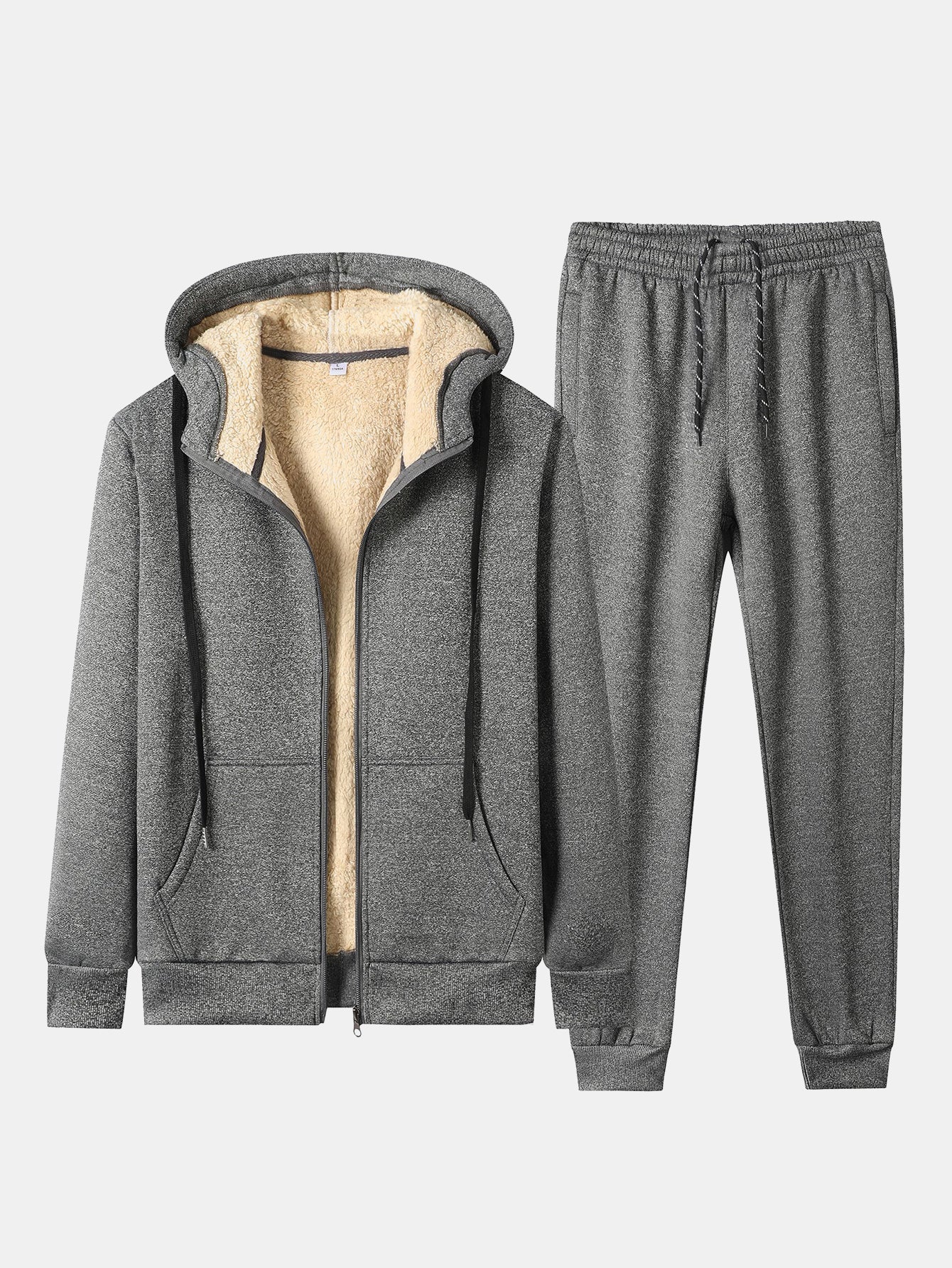 Teddy Lined Zip Up Hoodie & Jogger Pants - Image 3