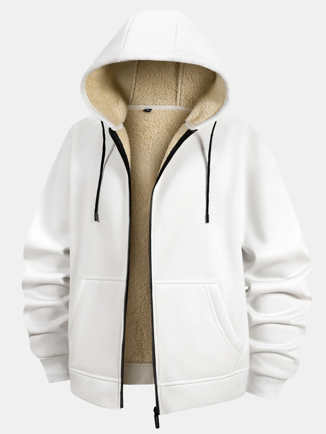 Teddy gefütterter Kapuzenpullover mit Reißverschluss und Kängurutasche - Image 11