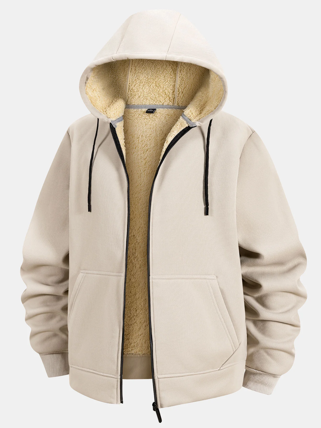 Teddy gefütterter Kapuzenpullover mit Reißverschluss und Kängurutasche - Image 5