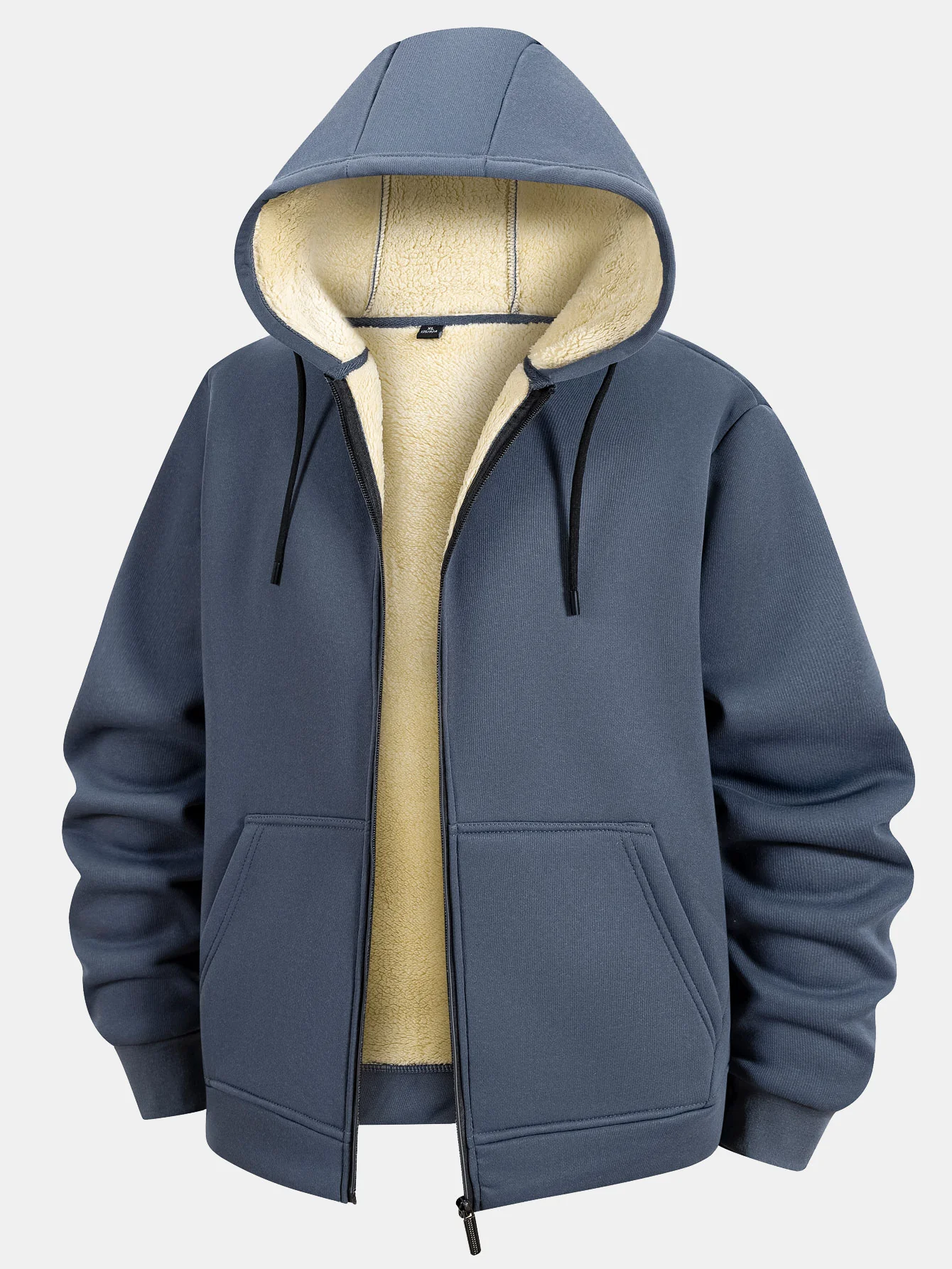 Teddy gefütterter Kapuzenpullover mit Reißverschluss und Kängurutasche - Image 7
