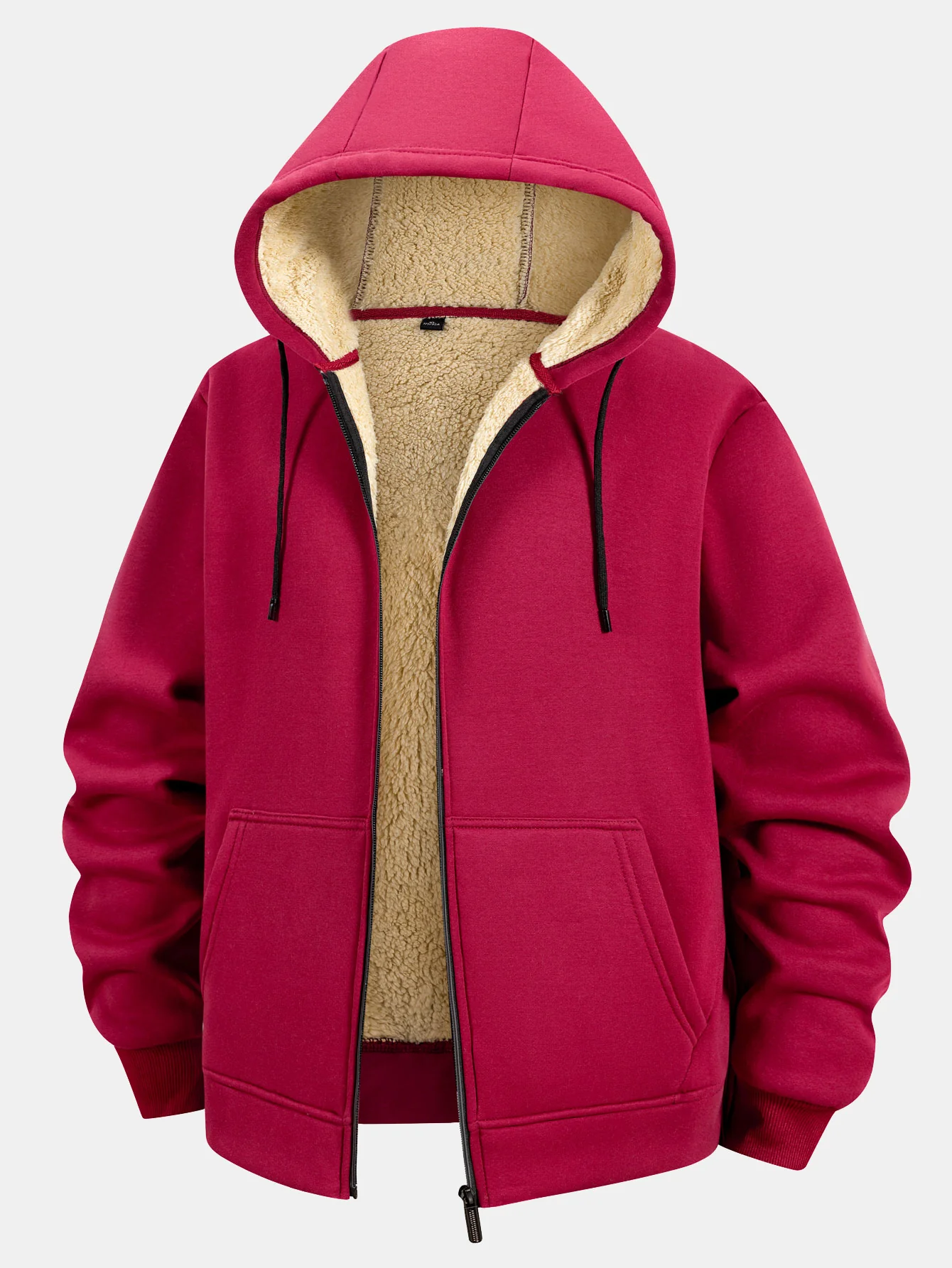 Teddy gefütterter Kapuzenpullover mit Reißverschluss und Kängurutasche - Image 9