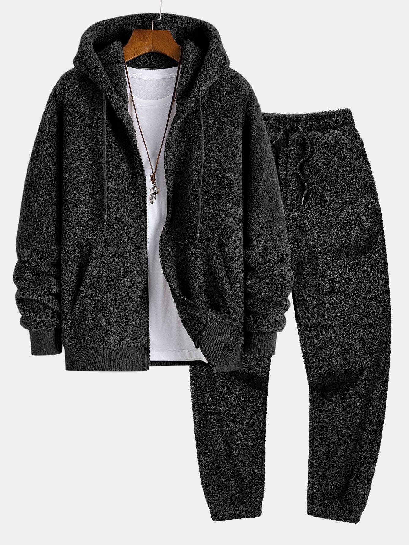 Teddy Zip-Up Kapuzenmantel & Teddy Jogginghose - Image 2