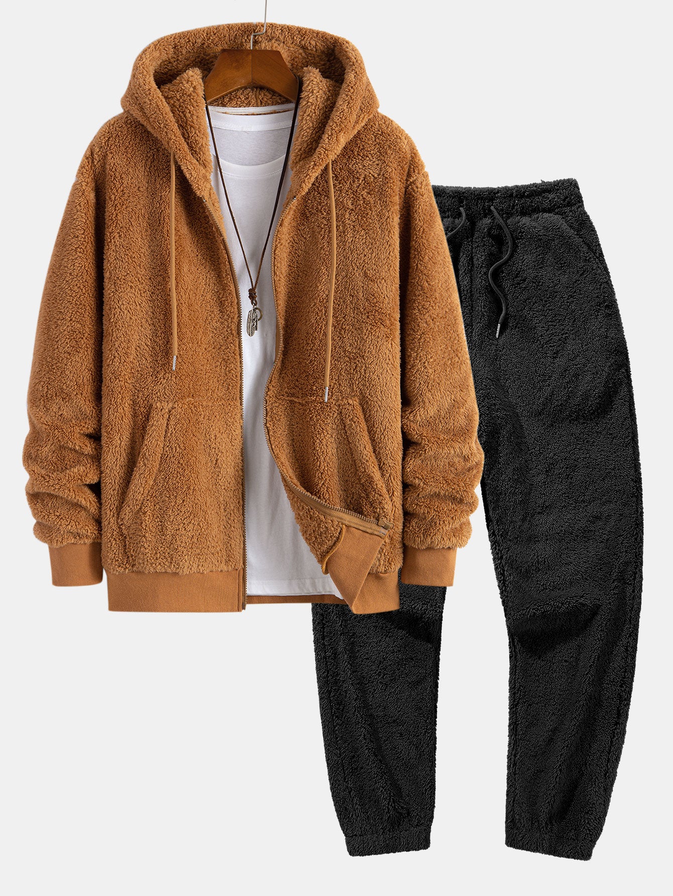 Teddy Zip-Up Kapuzenmantel & Teddy Jogginghose - Image 3