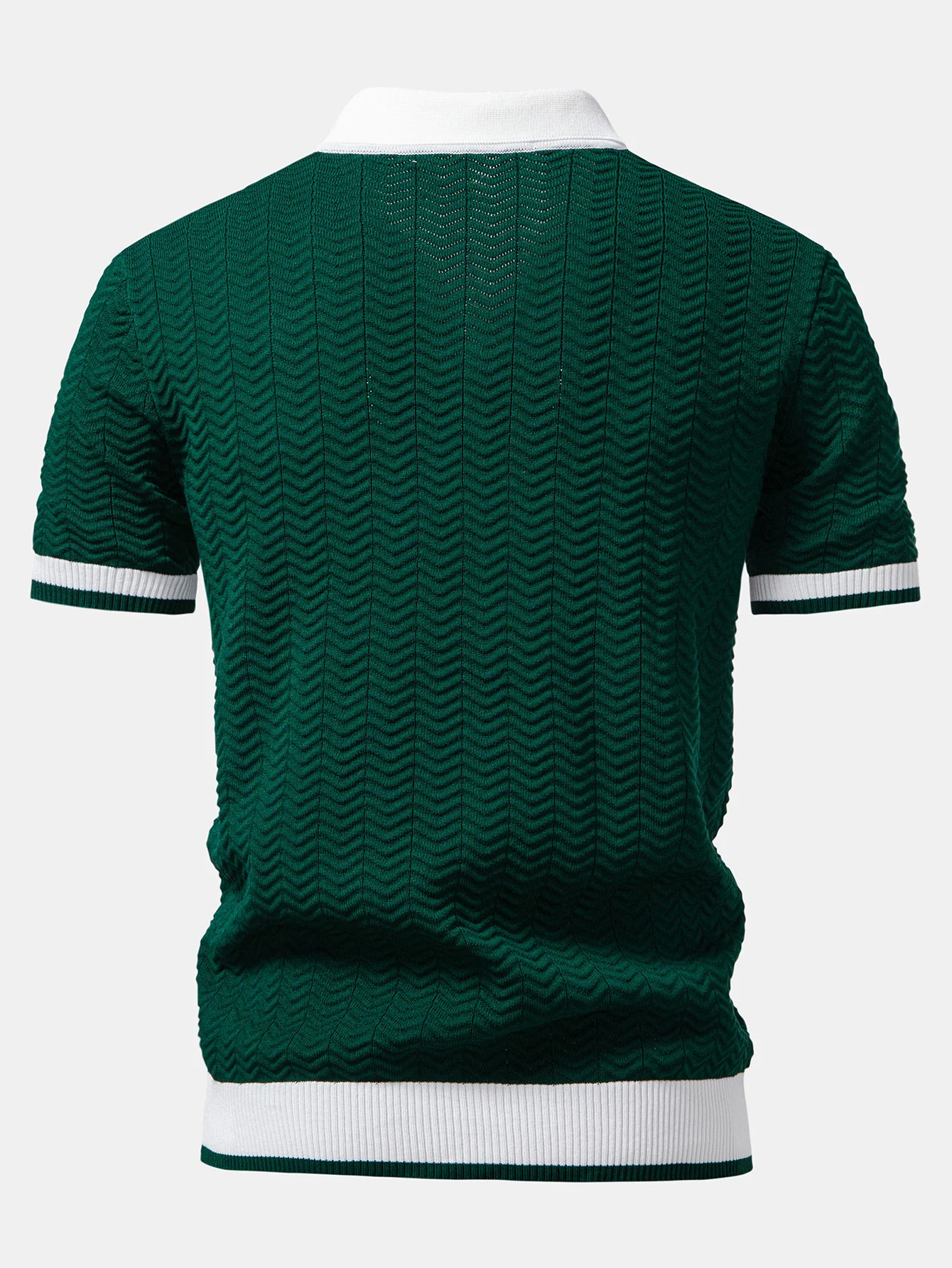 Strukturkontrast Strick V-Ausschnitt Poloshirts & Baumwoll Chino Shorts - Image 10