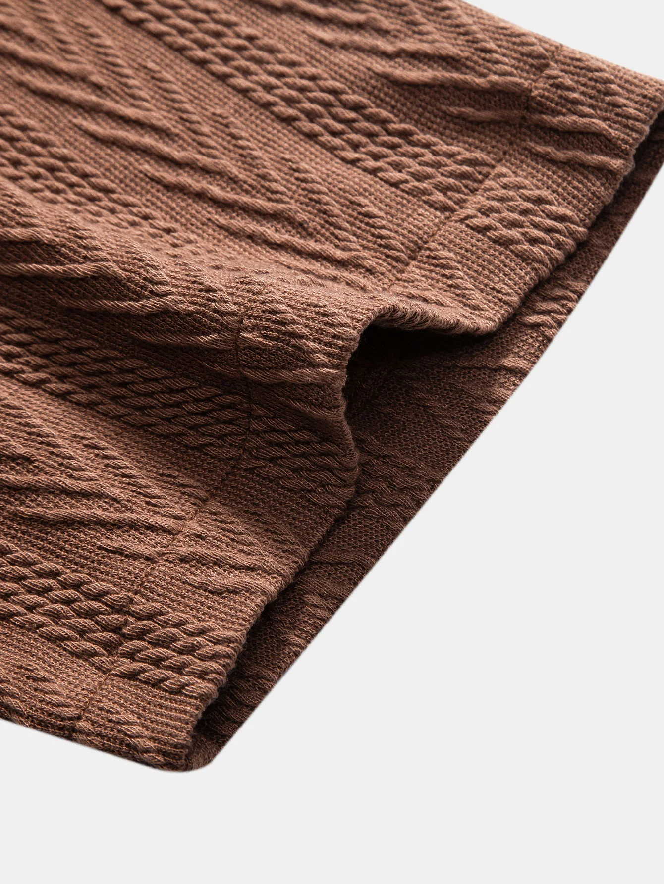 Textur Jacquard Cuban Hemd & geknitterte strukturierte Kordelzug Shorts - Image 18