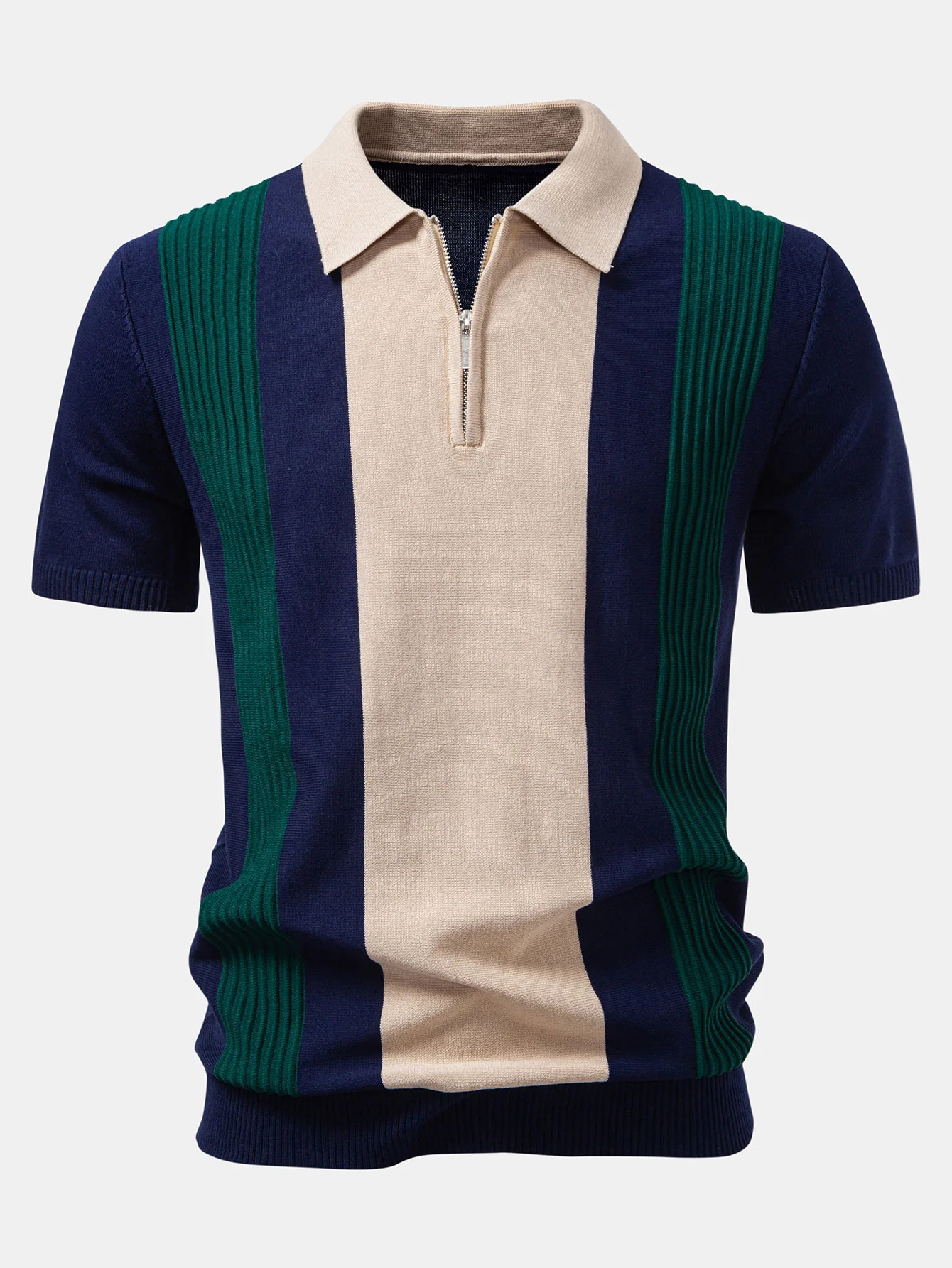 Strukturierte Farbblock Strick Poloshirts & Schlanke, Verjüngte Hose - Image 5