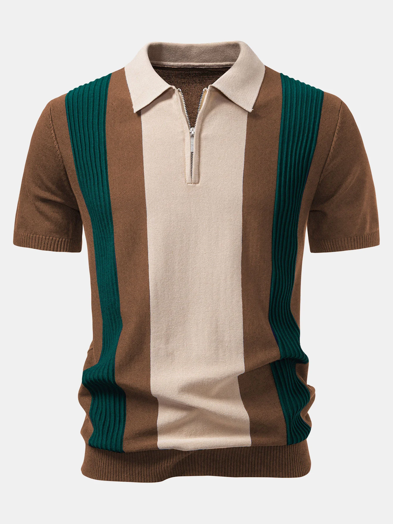 Strukturierte Farbblock Strick Poloshirts & Schlanke, Verjüngte Hose - Image 7
