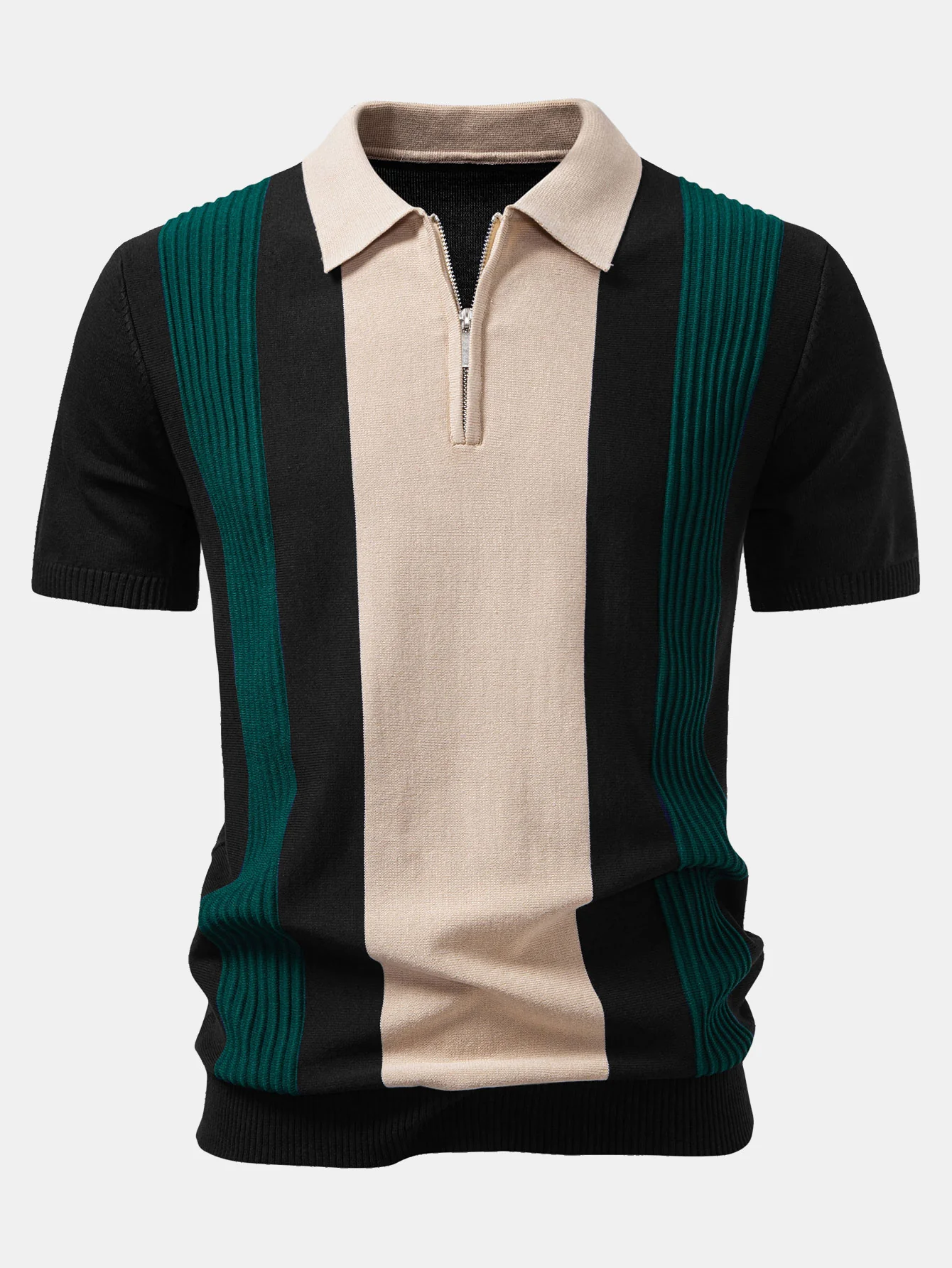 Strukturierte Farbblock Strick Poloshirts & Schlanke, Verjüngte Hose - Image 8