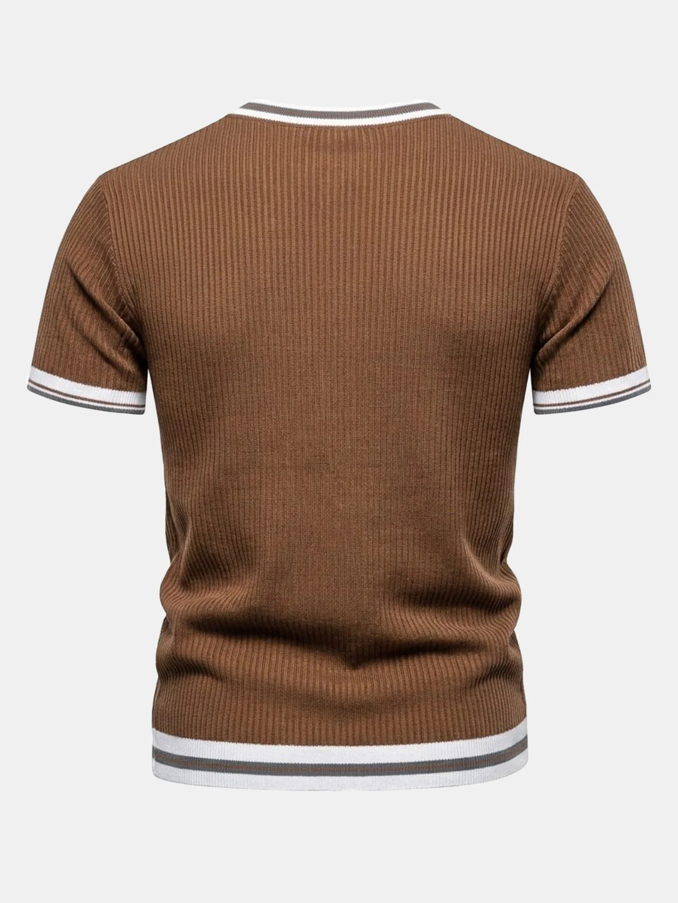Textured Contrast Crew Neck Knit T-Shirt & Slim Fit Tapered Trousers - Image 11