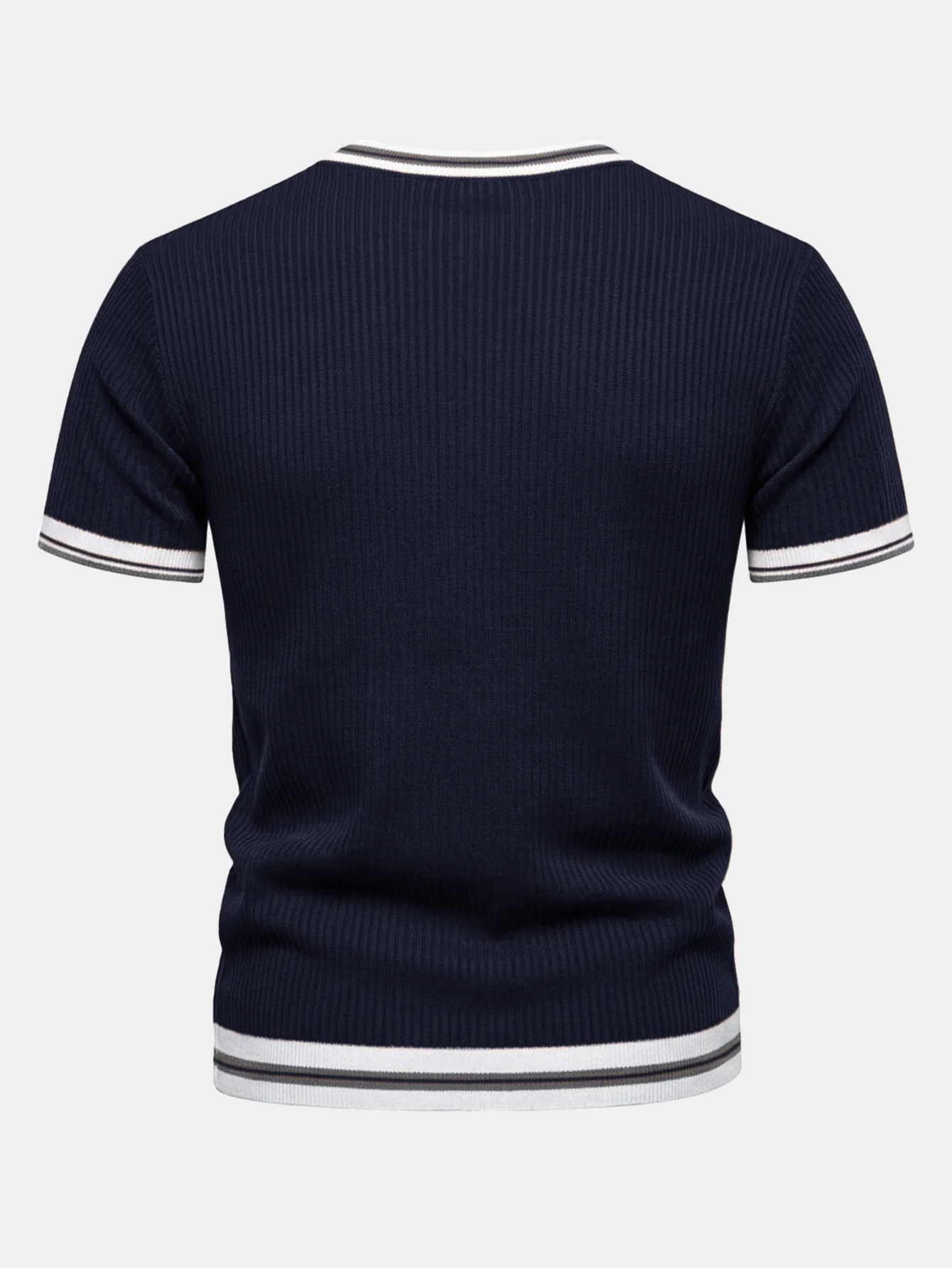 Textured Contrast Crew Neck Knit T-Shirt & Slim Fit Tapered Trousers - Image 13