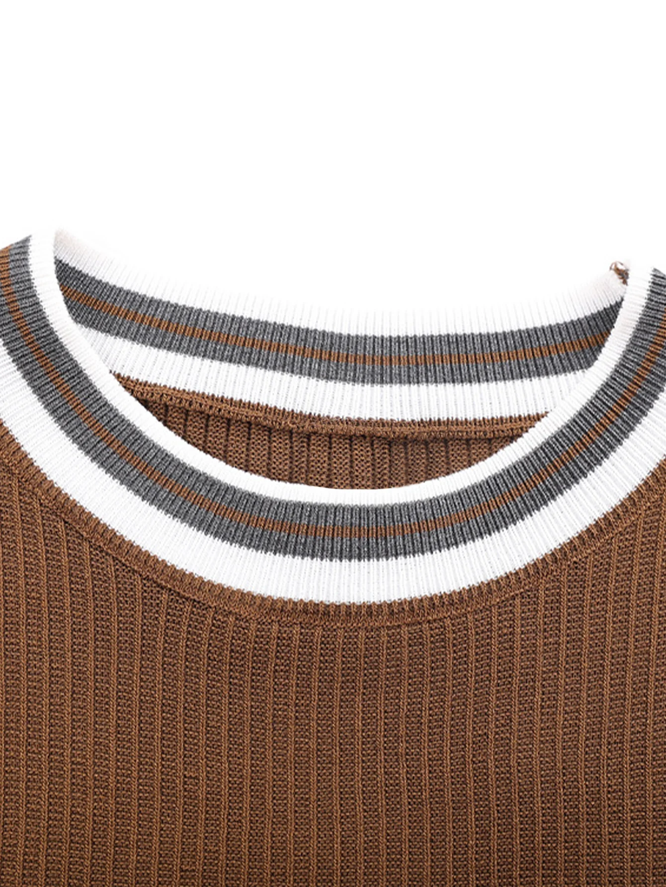 Textured Contrast Crew Neck Knit T-Shirt & Slim Fit Tapered Trousers - Image 27