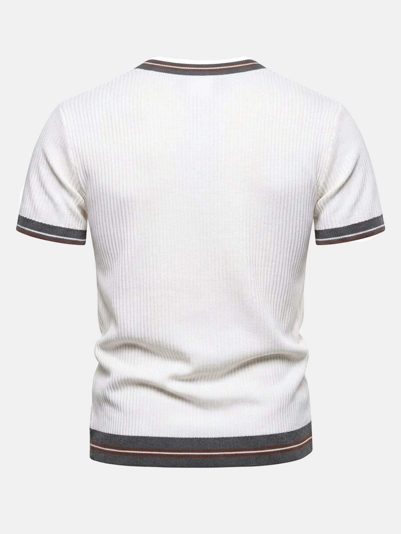 Textured Contrast Crew Neck Knit T-Shirt & Slim Fit Tapered Trousers - Image 7