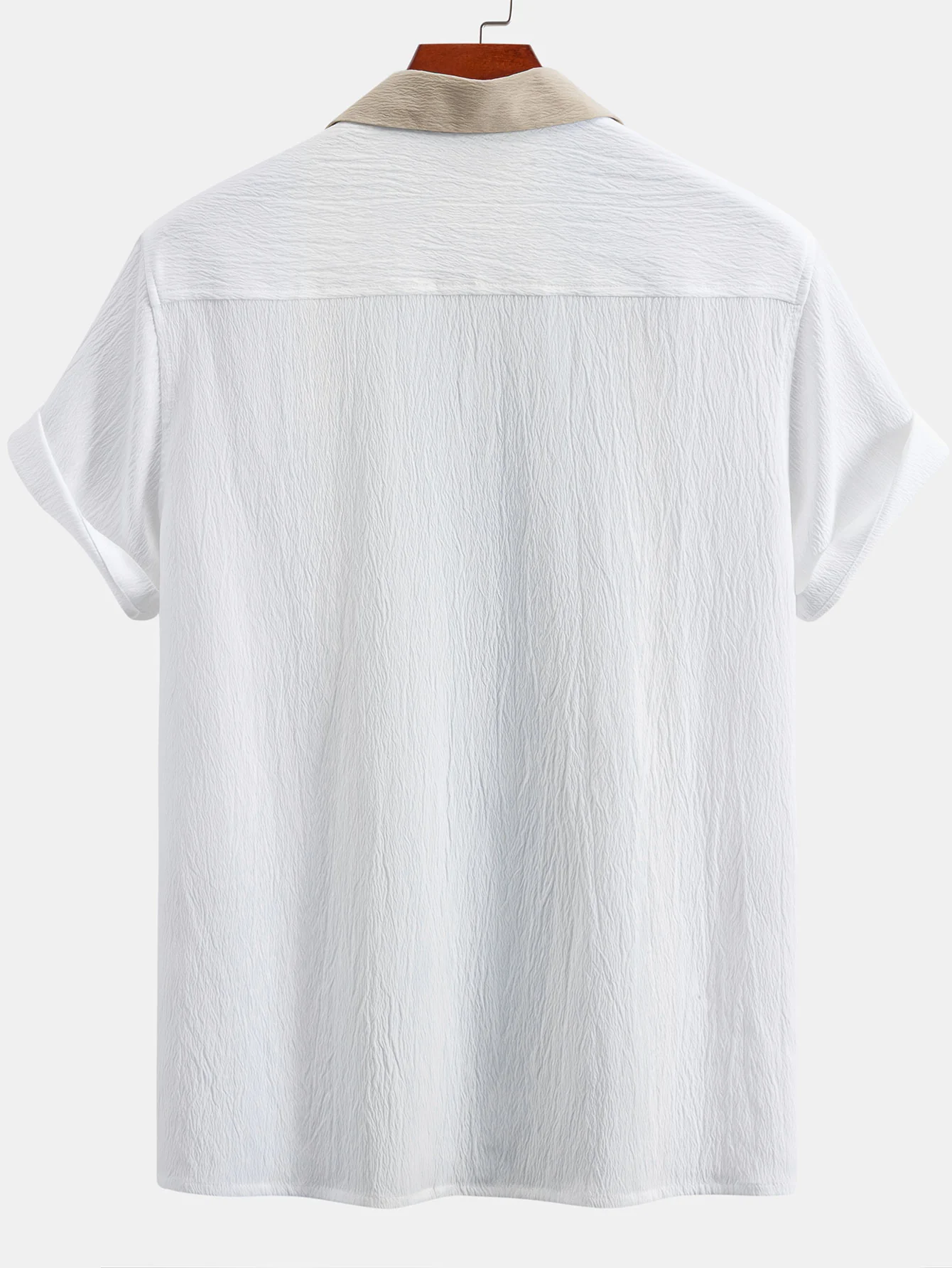Crinkle Textured Contrast Cuban Shirt & Drawstring 5" Shorts - Image 3