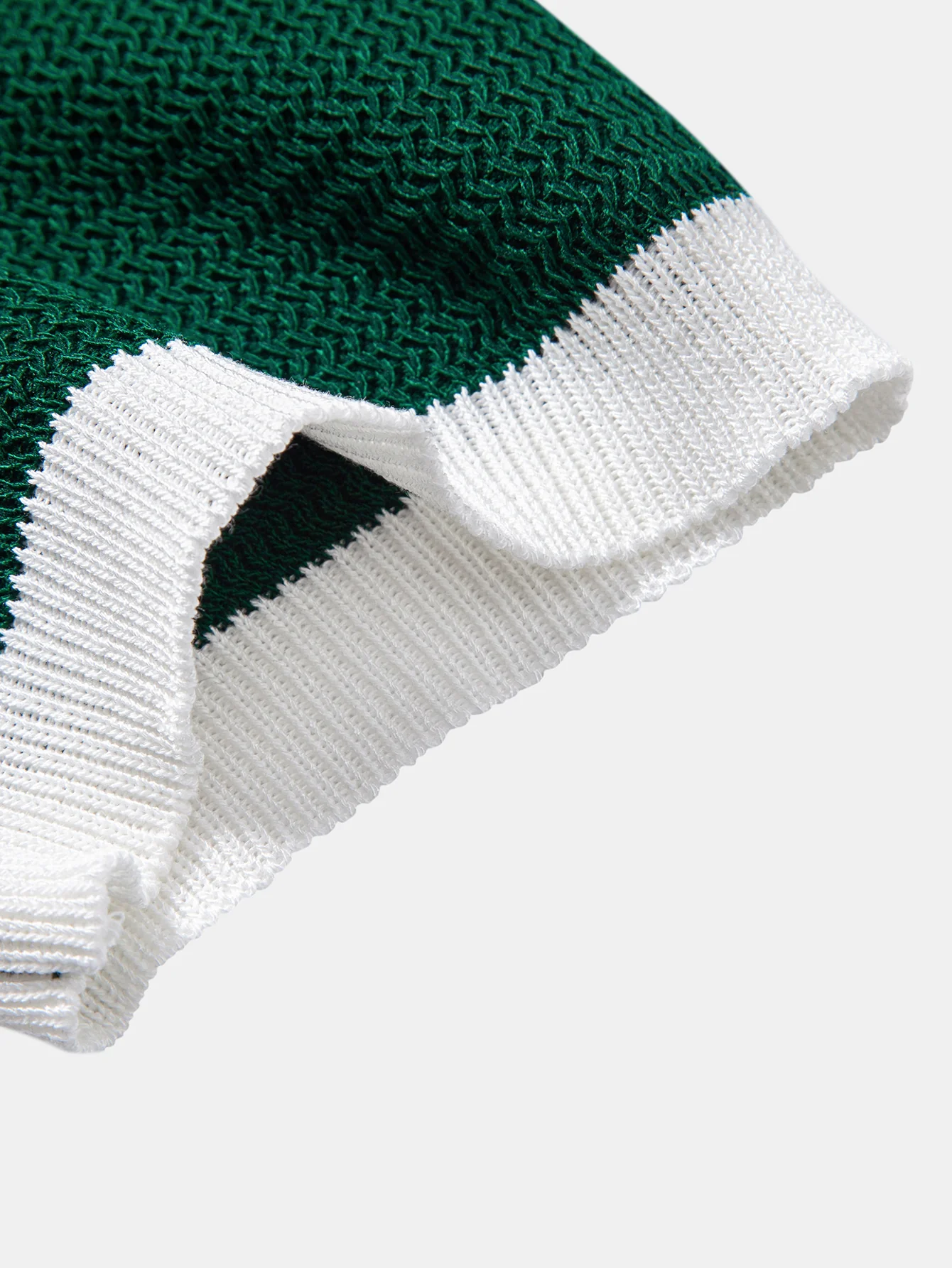 Textured Contrast Johnny Collar Knit Polo - Image 10