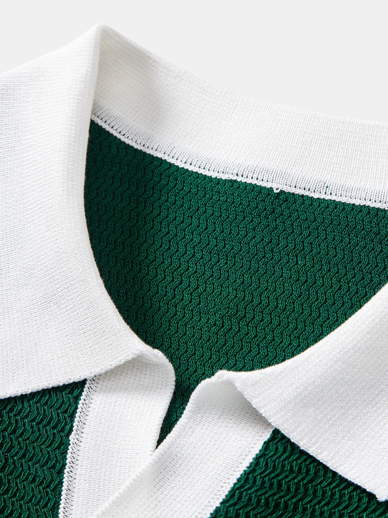 Textured Contrast Johnny Collar Knit Polo - Image 13