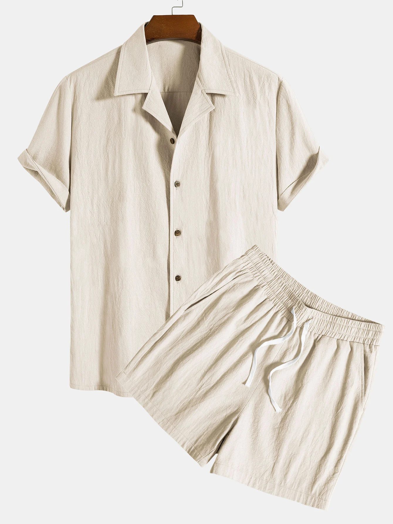 Strukturierte Baumwoll-Reversbluse & 5" Shorts - Image 4