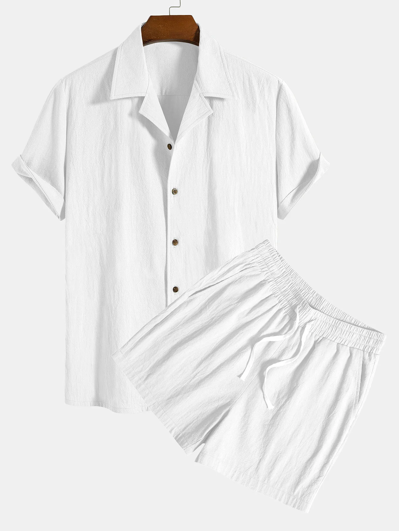 Strukturierte Baumwoll-Reversbluse & 5" Shorts - Image 5