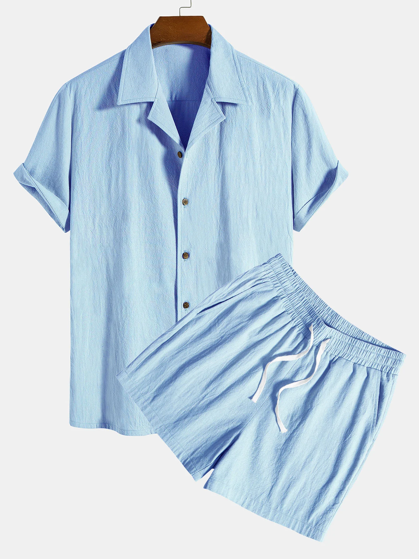 Strukturierte Baumwoll-Reversbluse & 5" Shorts - Image 6