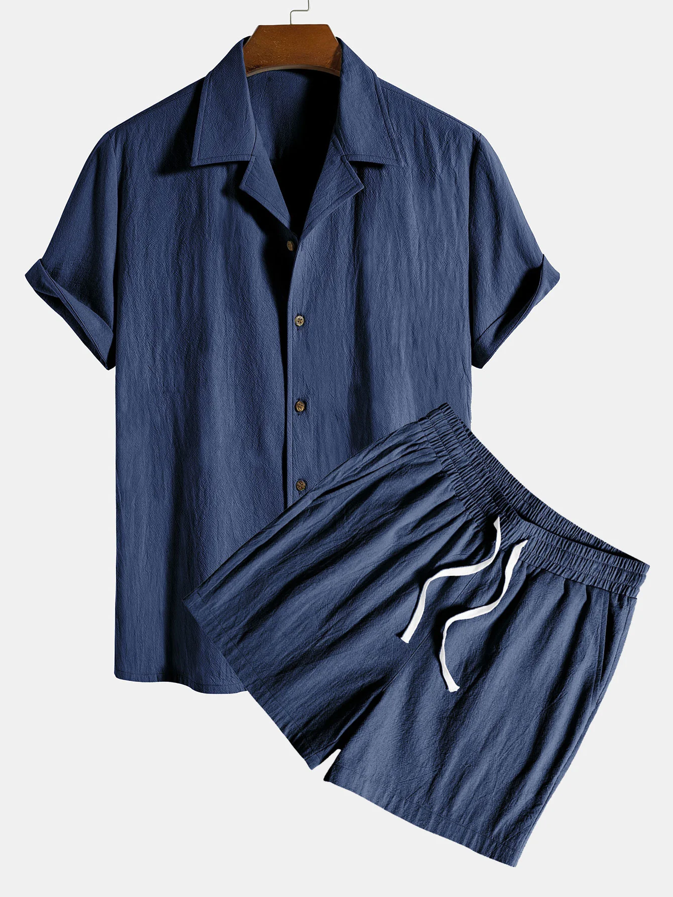 Strukturierte Baumwoll-Reversbluse & 5" Shorts - Image 7