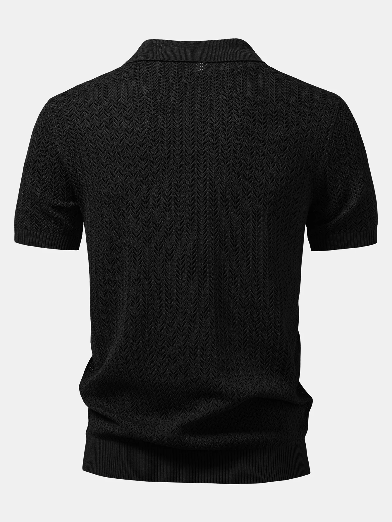 Strukturierte Häkel-Poloshirts mit V-Ausschnitt - Image 4