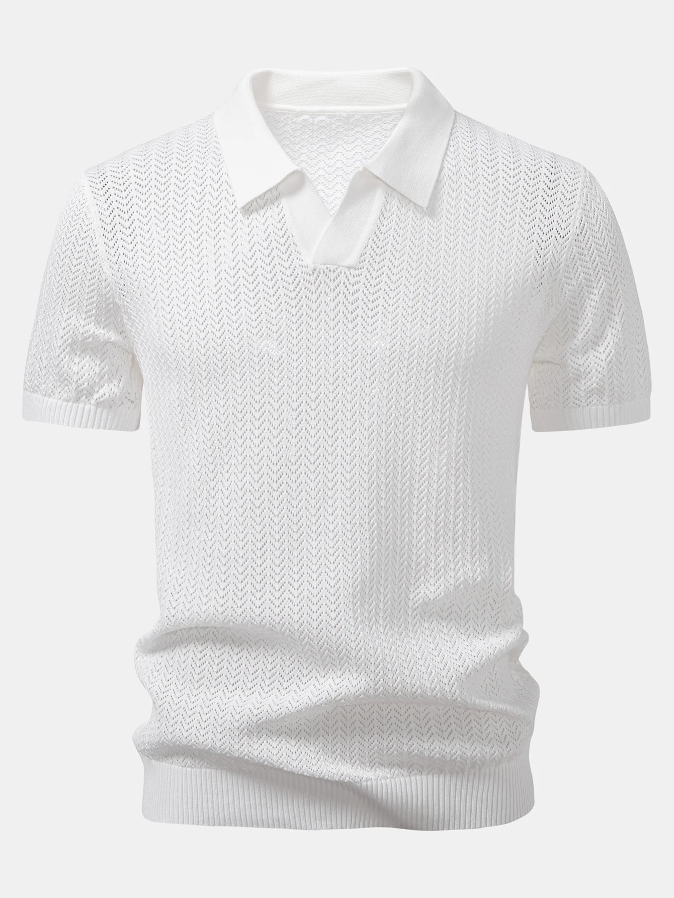 Strukturierte Häkel-Poloshirts mit V-Ausschnitt - Image 7