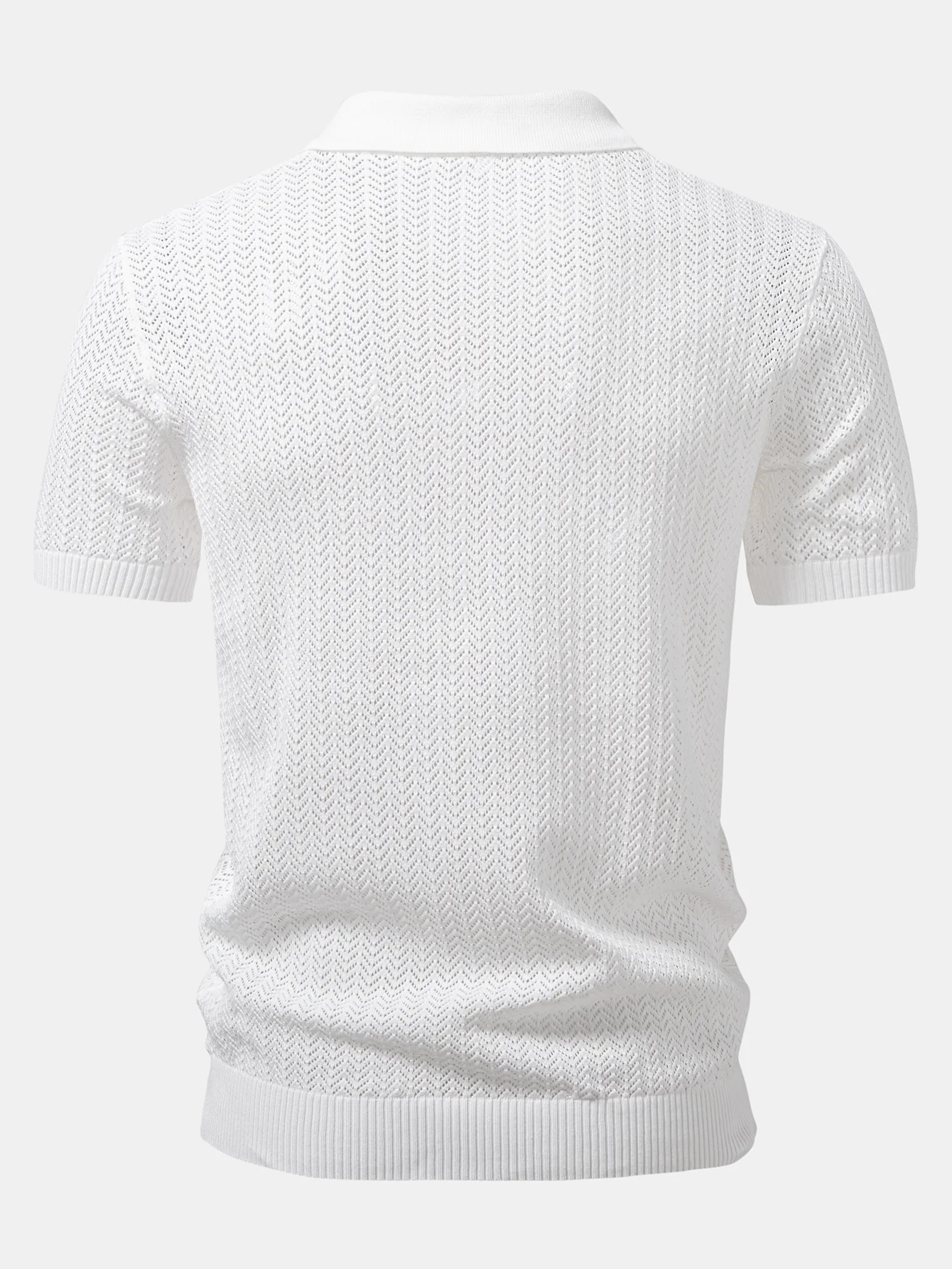 Strukturierte Häkel-Poloshirts mit V-Ausschnitt - Image 8