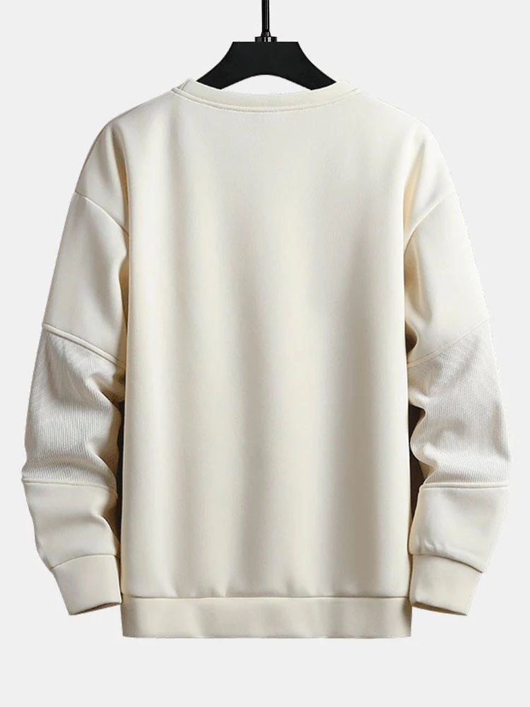 Strukturierter Stoff Patchwork Rundhals Sweatshirt - Image 5
