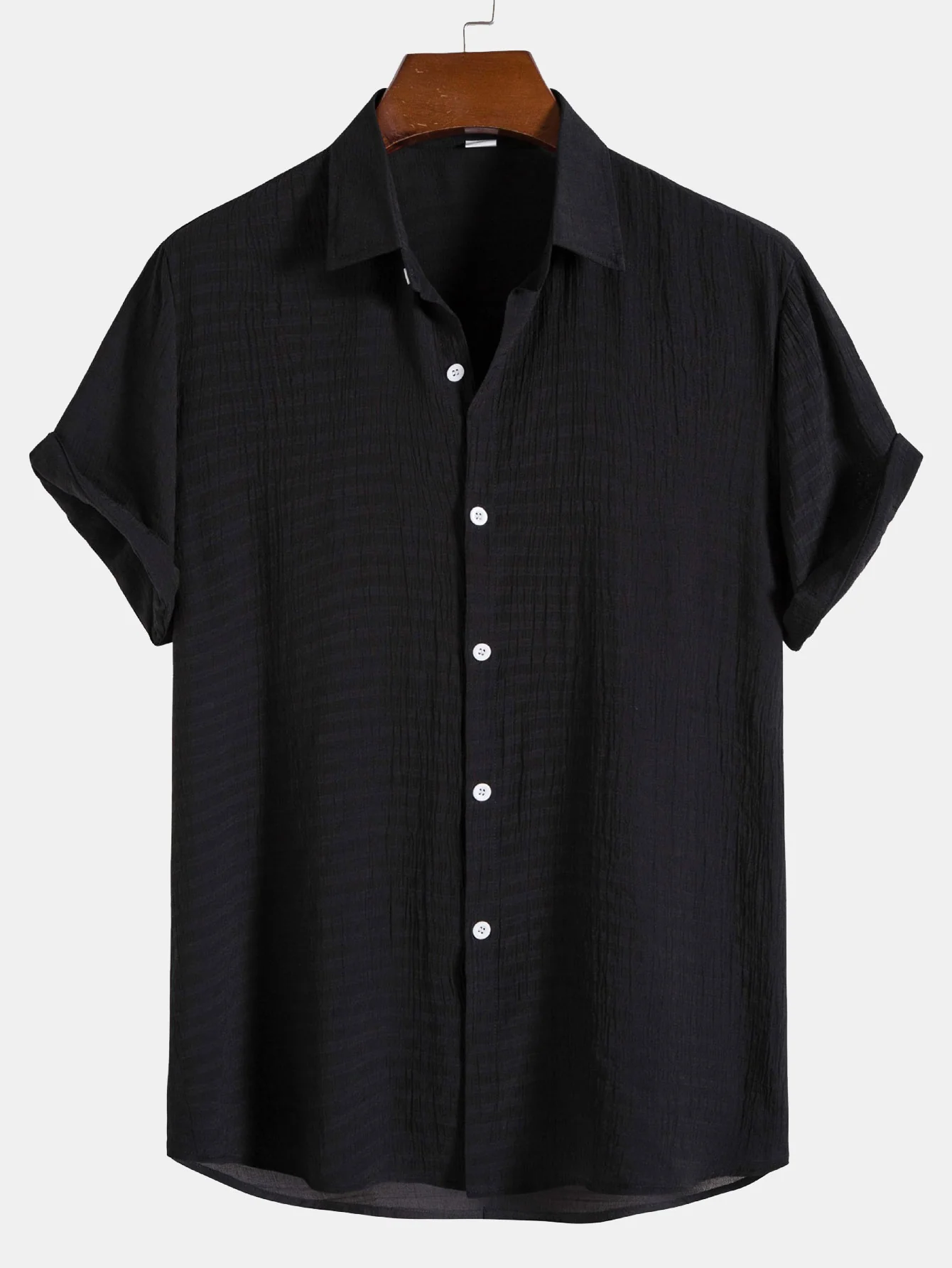 Strukturierte Stoff Kurzarmshirt - Image 4