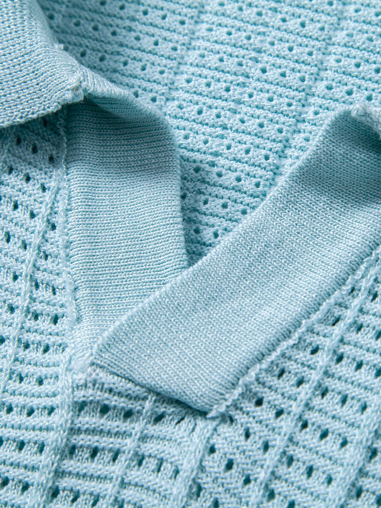 Textured Jacquard Johnny Collar Knit Polo - Image 10