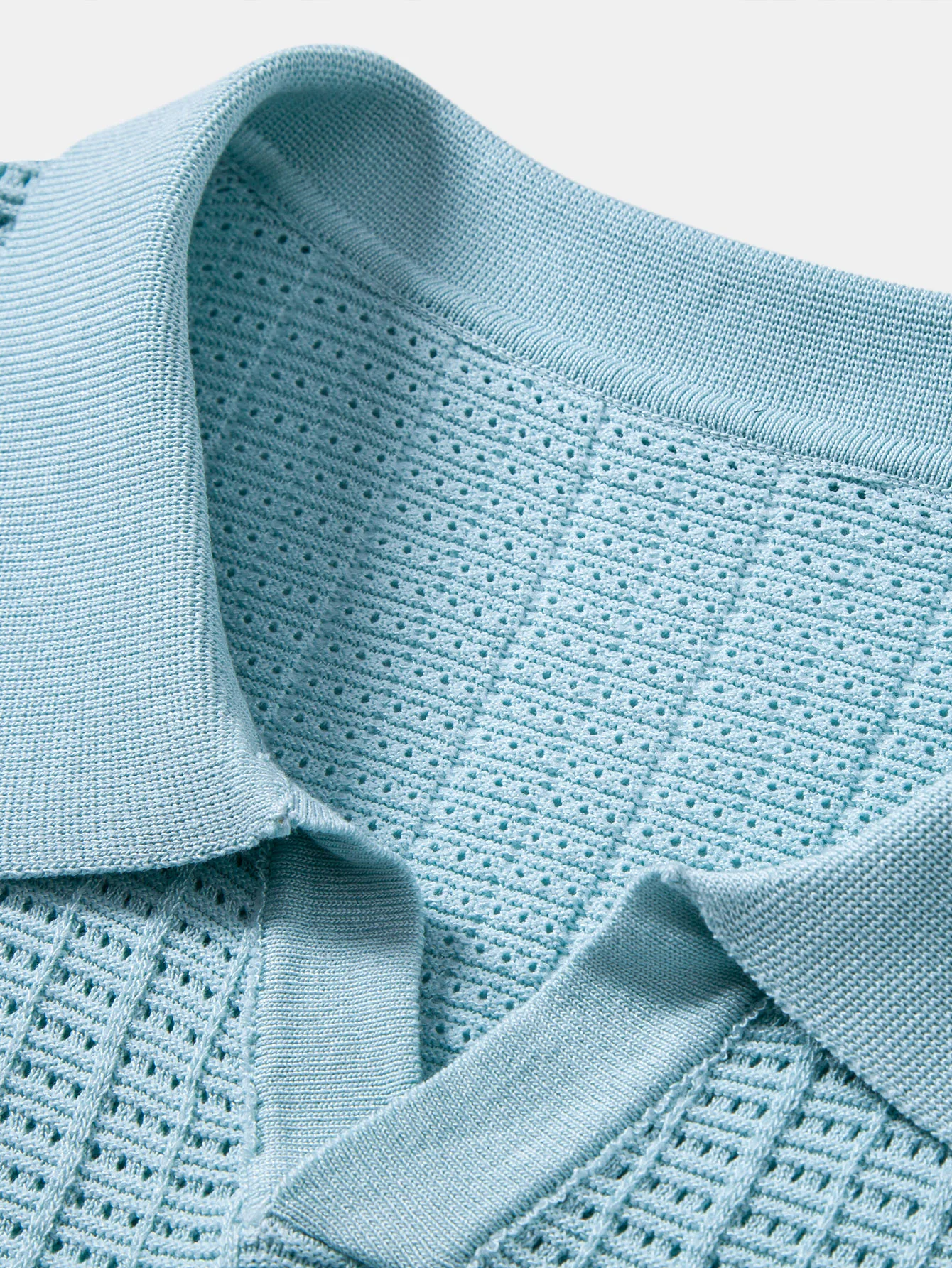 Textured Jacquard Johnny Collar Knit Polo - Image 9