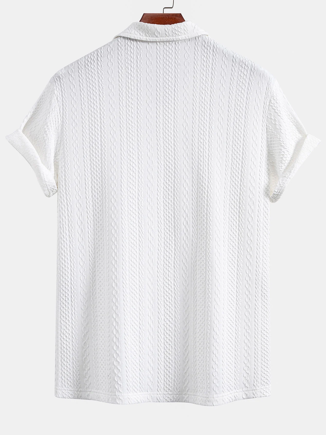 Strukturiertes Jacquard-Strick-Poloshirts-Shirt - Image 2