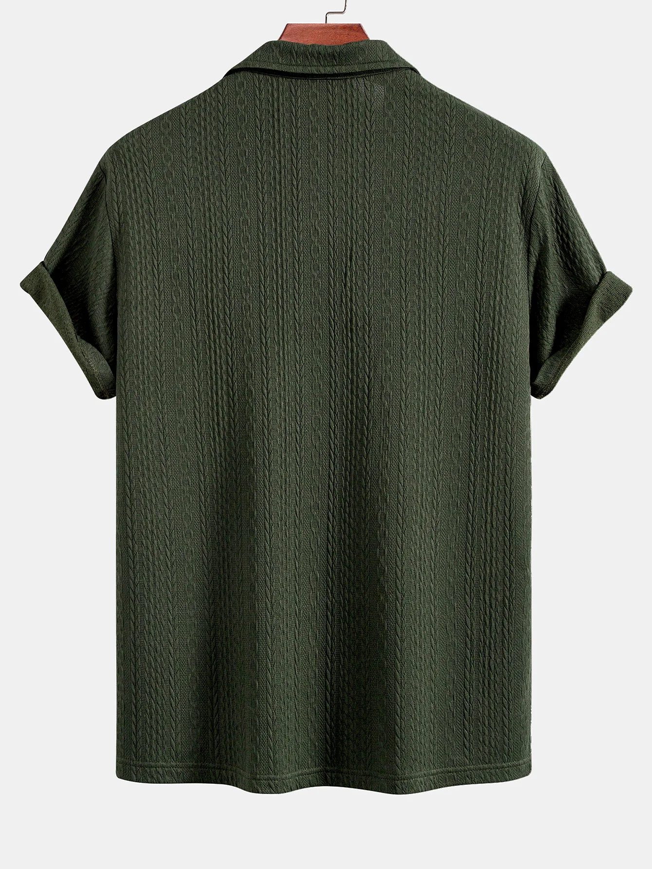 Strukturiertes Jacquard-Strick-Poloshirts-Shirt - Image 4